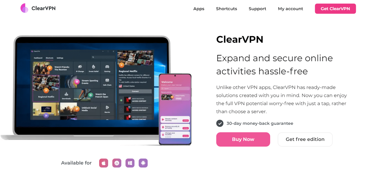 ClearVPN Homepage