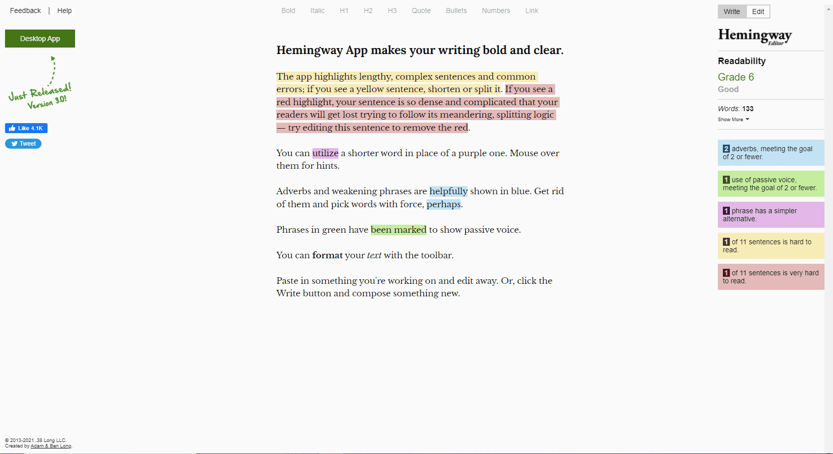 Hemingway Editor - Best Paraphrasing Tool