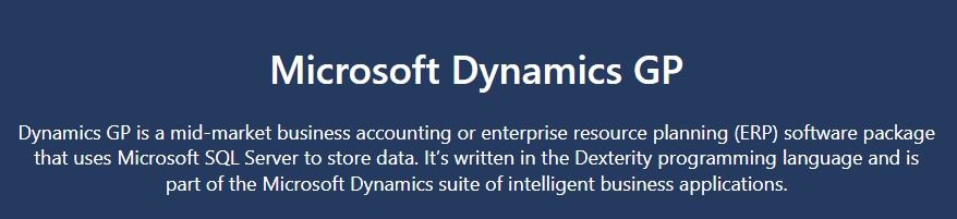 Microsoft Dynamics GP ERP Home