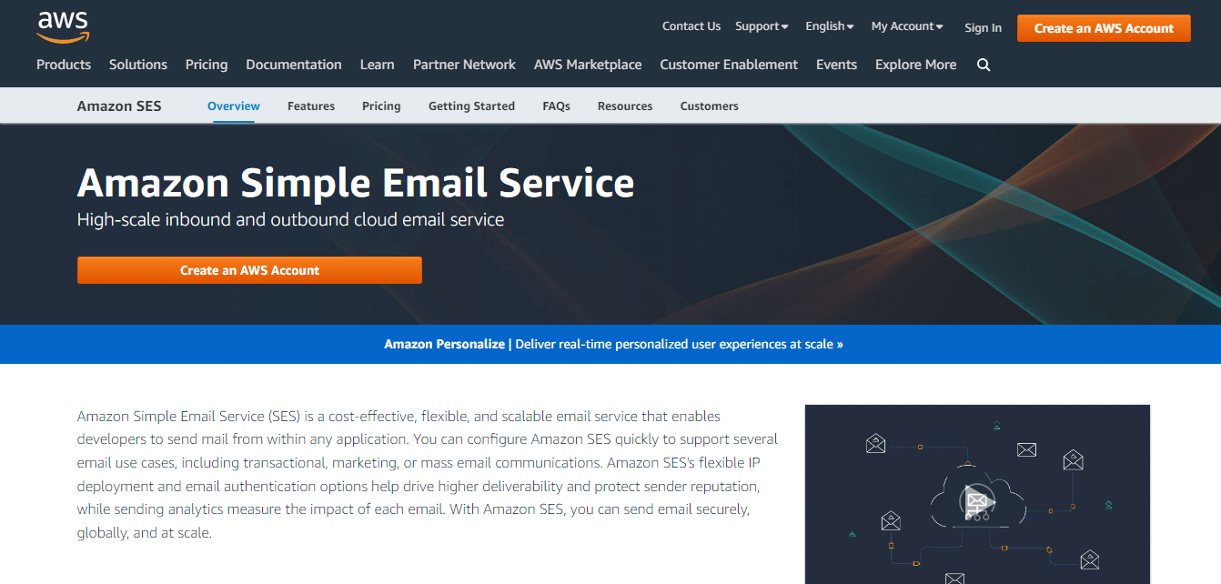 Amazon Simple Email Service Home Page