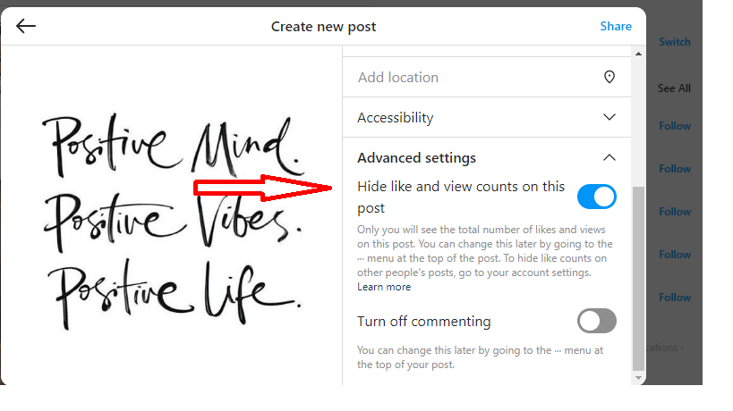 Hide Like and View Counts From New Instagram Posts
