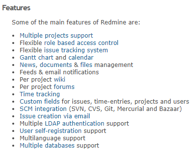 Redmine Features